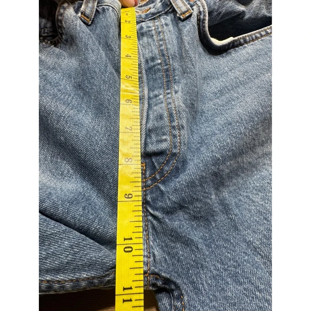 RE/DONE Originals High Rise Straight Leg Jeans‎ Medium Vain Blue Raw Hem 28